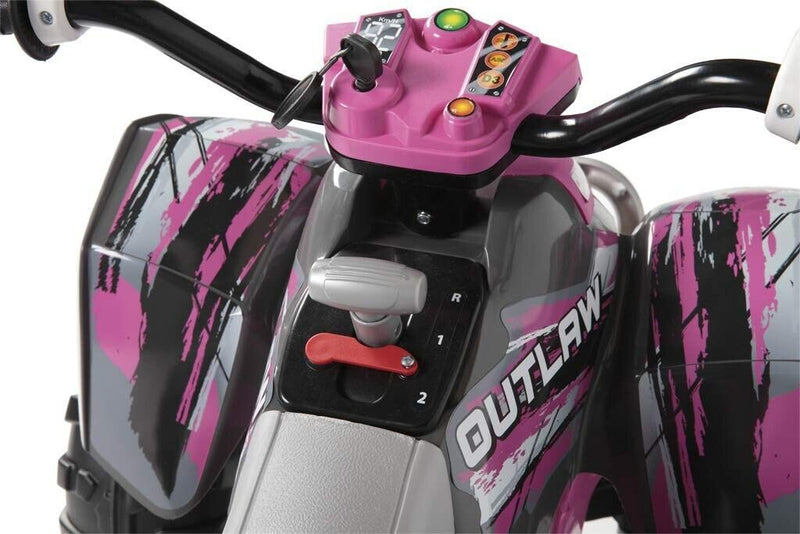 peg perego pink quad Peg Perego Polaris Outlaw Pink Electric Ride-On Quad 2-Speed 2.5 or 5 Mph 12V