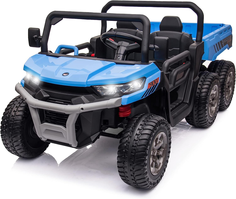 6X6 24V Children's Electric Vehicle 4WD Double Seater Ride-On Truck Dump Bed 6 Wheeler UTV Plaything