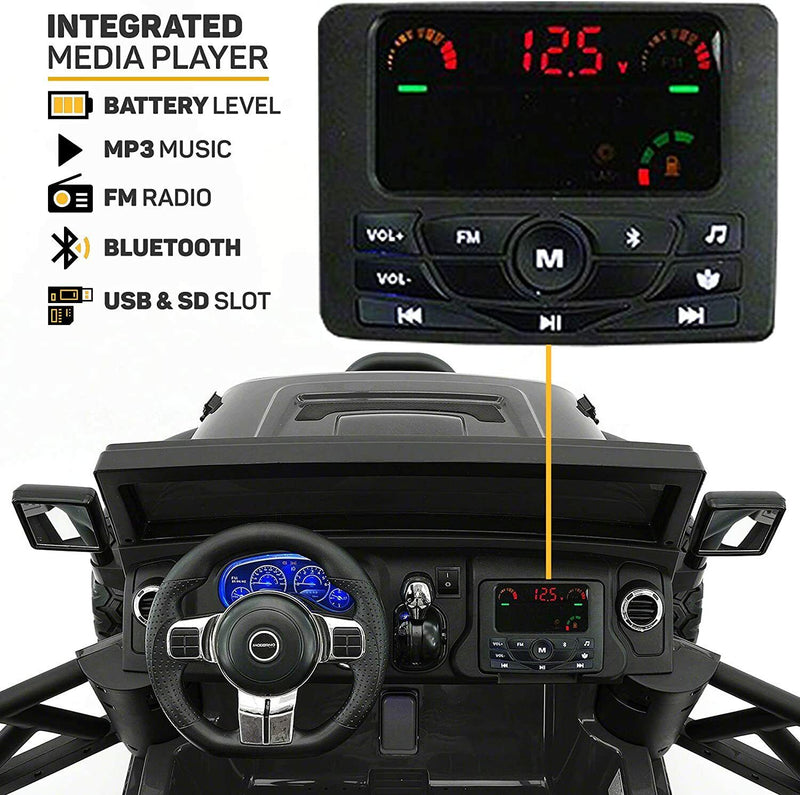 12V 2 Seater Children's Ride-On Jeep Truck - 2 High-Performance Motors, Illumination, Rubber Wheels + Remote Control