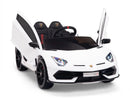 12V Lamborghini Aventador SVJ Kids Ride On Car with Remote Control, Leather Seats, and MP3 Player