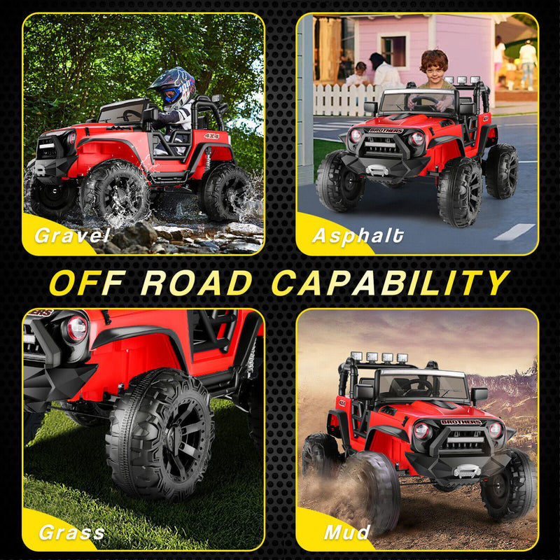 400W 2-Seater Electric Ride-On Jeep for Kids with LED Lights and Remote Control
