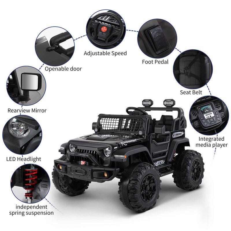 Kimbosmart Electric 24V All-Terrain Children's Ride-On Truck with MP3 Player, LED Lights, and Remote Control