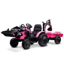24V Battery-Powered Tractor with Trailer Loader & Digger Remote-Control Ride-on Vehicle