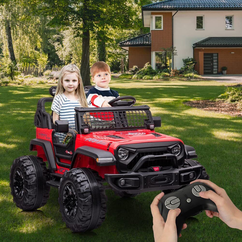 Red 24V Children's Electric Car with Remote Control - 2 Seater 20” Oversized Seat Truck