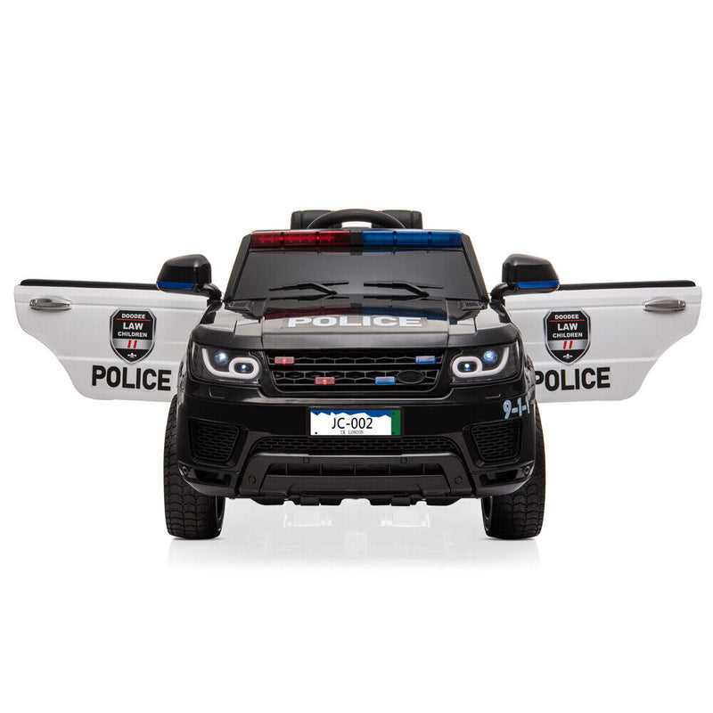 12V Children's Police Ride-On Vehicle with Electric Power, 2.4G Remote Control, and Flashing LED Lights