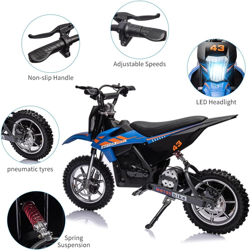 36V Electric Off-Road Bike for Children, Ride-on Motorbike 500W Brushed Engine Adjustable Speed