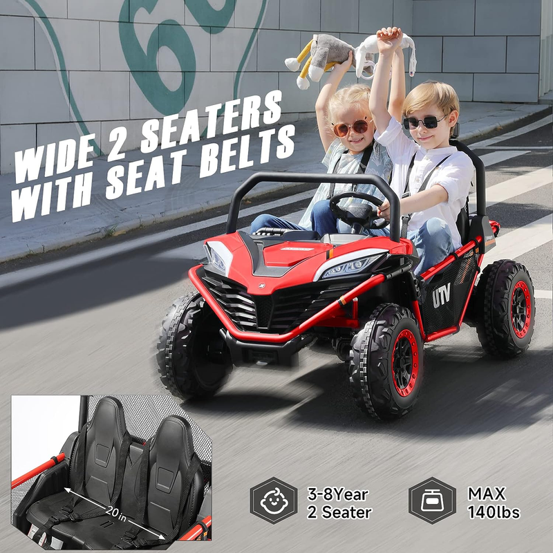 Off-Road UTV Electric Car for Kids - 2 Seater Ride-On Toy with 12V Battery Power - 4WD Vehicle