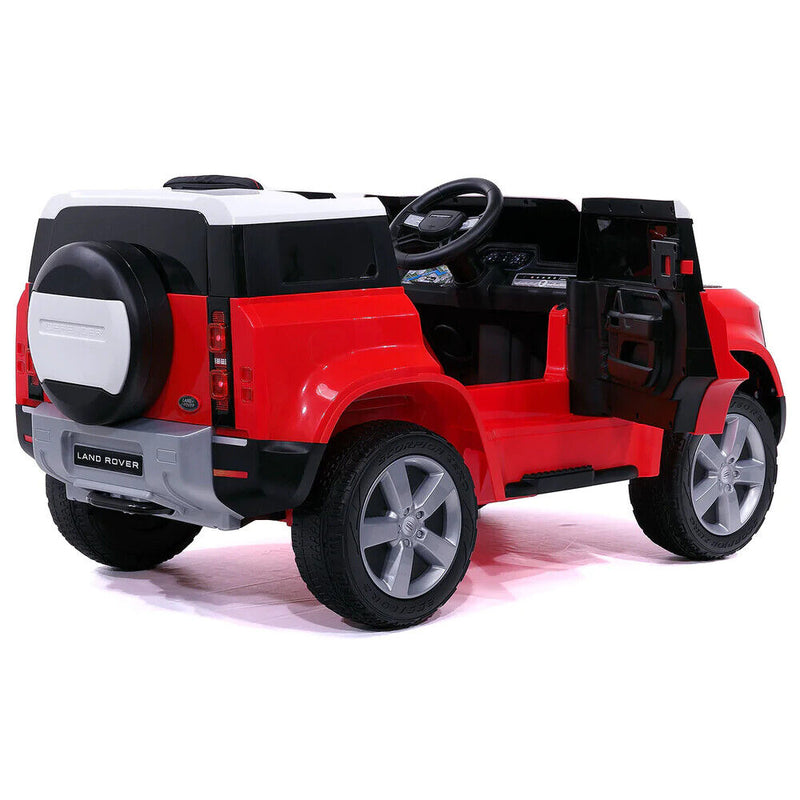 12V Land Rover Defender Kids Ride-On Car with LED Headlights, Leather Seat, MP3 Player, and Remote Control