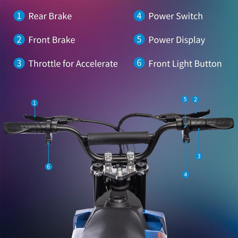 36V Electric Off-Road Bike for Children, Ride-on Motorbike 500W Brushed Engine Adjustable Speed