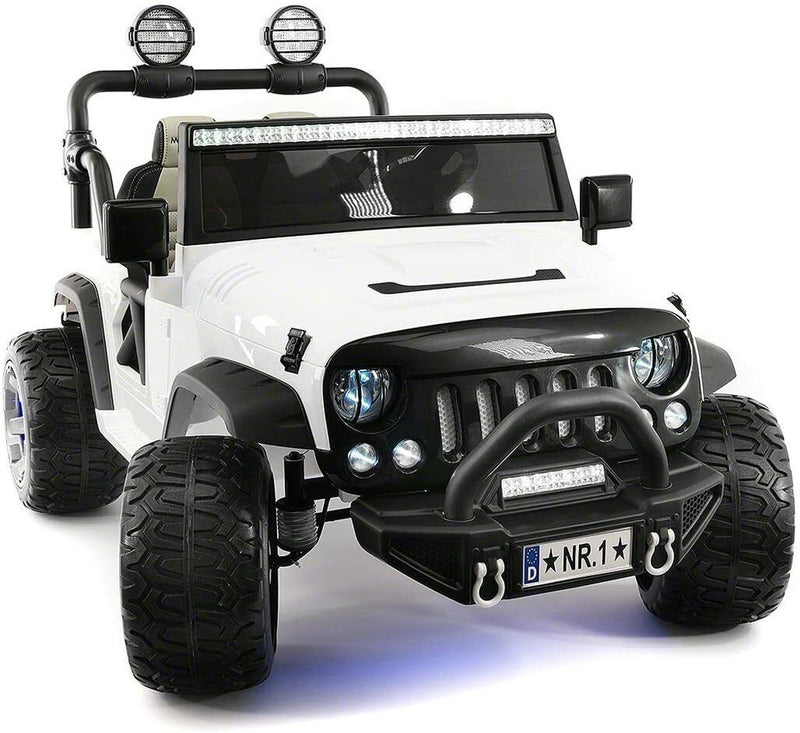 12V 2 Seater Children's Ride-On Jeep Truck - 2 High-Performance Motors, Illumination, Rubber Wheels + Remote Control