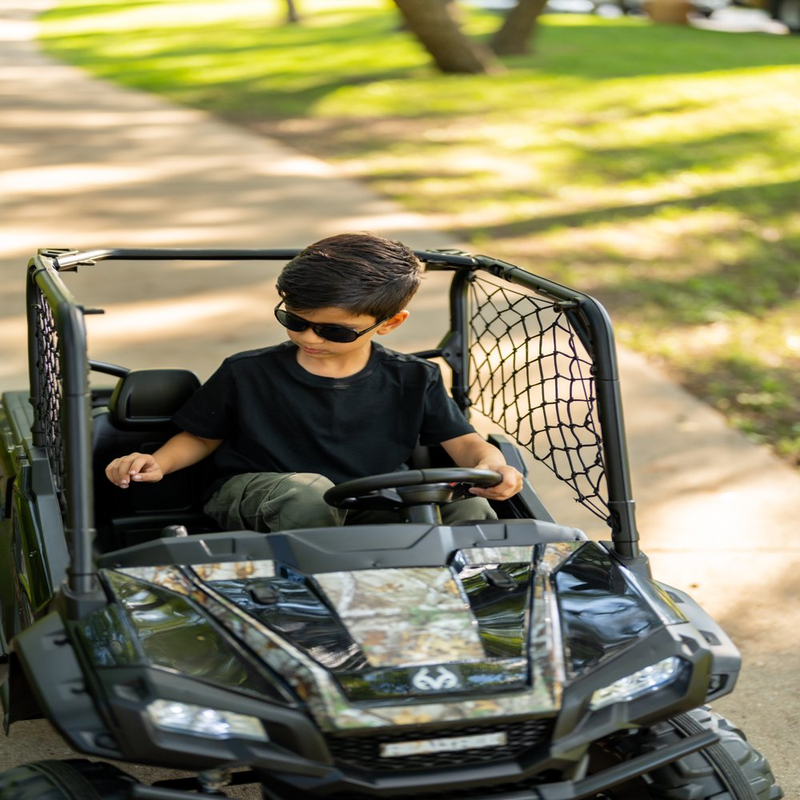 24V Electric UTV for Two Riders with Large Storage Compartment Dual Drive Option - Jet Black