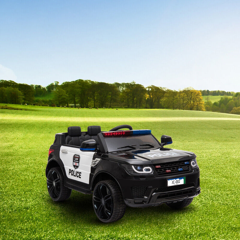 12V Children's Police Ride-On Vehicle with Electric Power, 2.4G Remote Control, and Flashing LED Lights