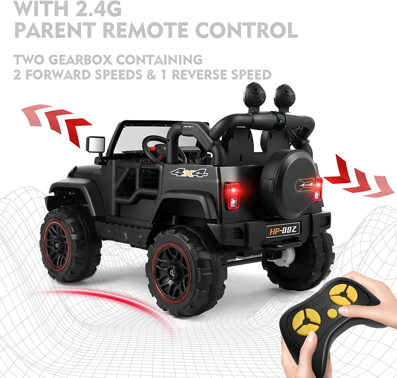 2 Seater Electric Ride-on Truck with Car Cover and Parental Remote Control - 12V Kids Vehicle