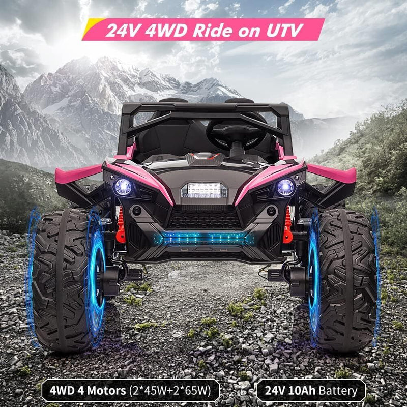 24V 2 Seater Electric UTV with Remote Control Steering 4x4 Off-Road Vehicle Sound System LED Lights