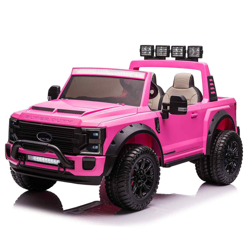 Custom Edition Pink 24V FORD F450 Ride-On Car Truck for Kids with 2 Seats, Remote Control, and LED Lights