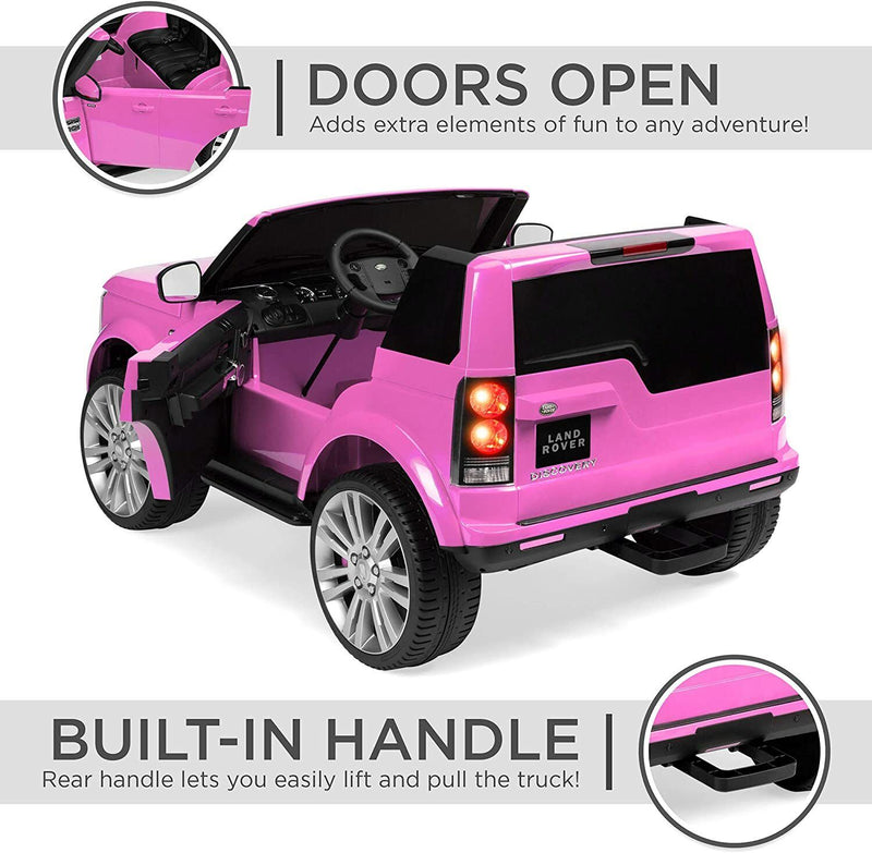12V 2-Seater Authorized Land Rover Children's Girls Ride On SUV Vehicle Lights, Remote Control - Pink