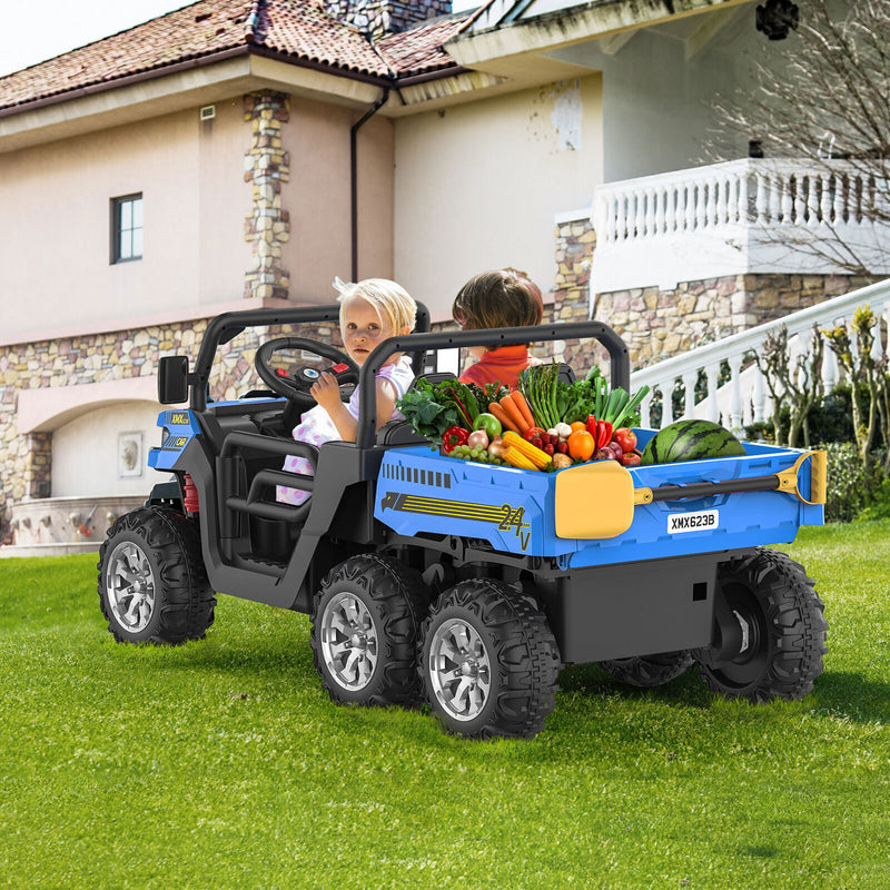 24V Electric Children's Ride-On Truck Toy Battery-Operated Two-Seater Bluetooth Lights Plaything