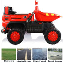 12V Electric Construction Toy - Dump Truck with Moving Bed and Shovel