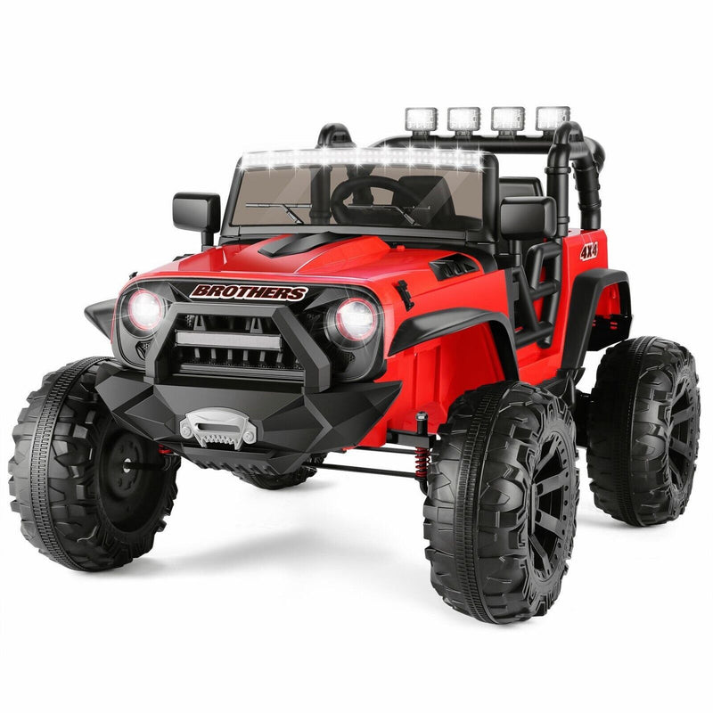 12V/24V Kids Ride-On Truck Car Jeep with LED Lights & Remote Control - 2 Sizes Available