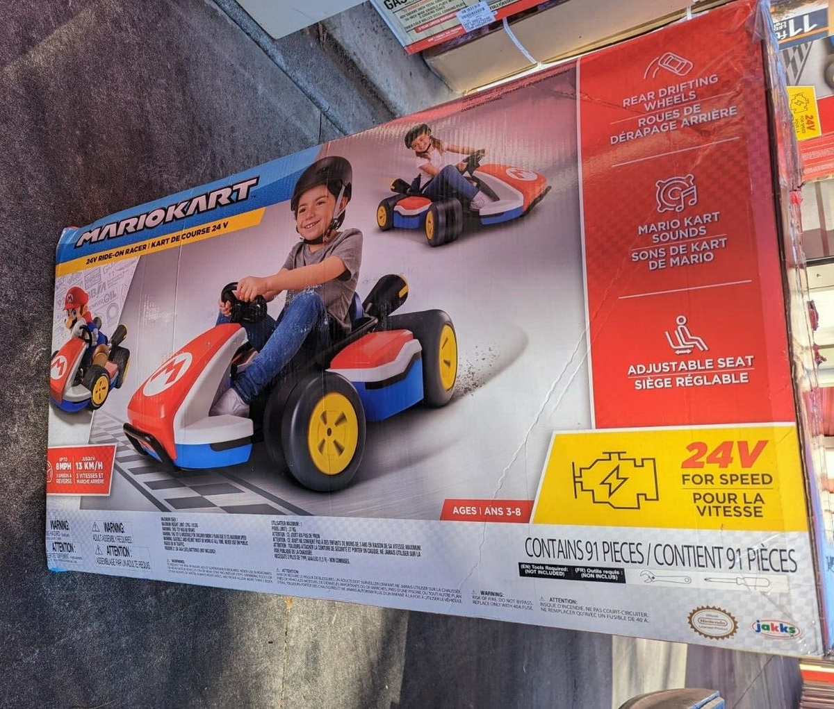 Super Mario Kart 24V Battery-Powered Ride-On Racer with Speeds Up