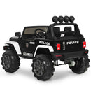 12 Volt Electric Kids Ride-On Police Truck Car with MP3 Player, Bluetooth Connectivity, and Remote Control - Black