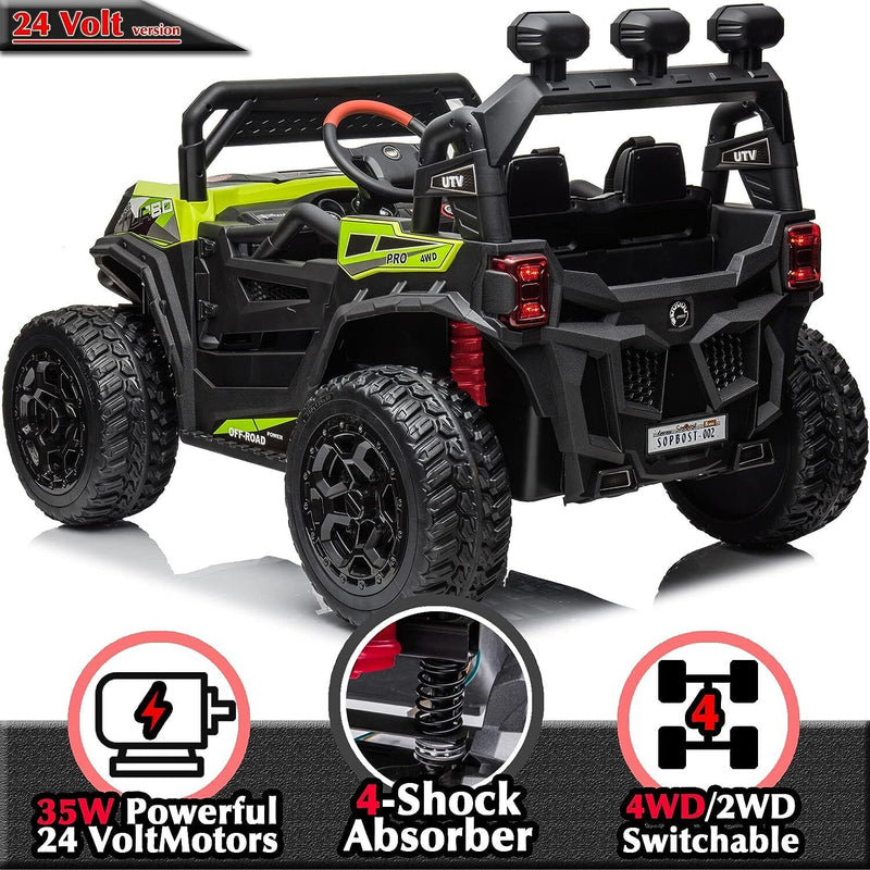 24V 4x4 Ride-On Toy with Remote Control - Electric Kids Car Truck 4 Wheeler Quad