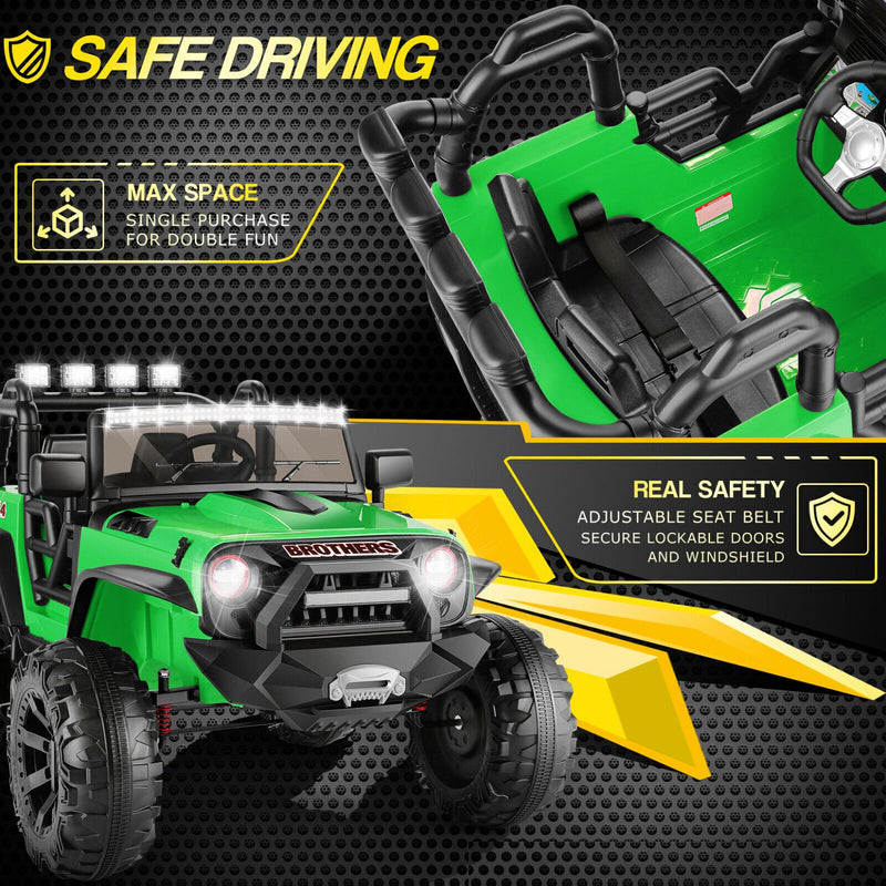 400W 2-Seater Electric Ride-On Jeep for Kids with LED Lights and Remote Control