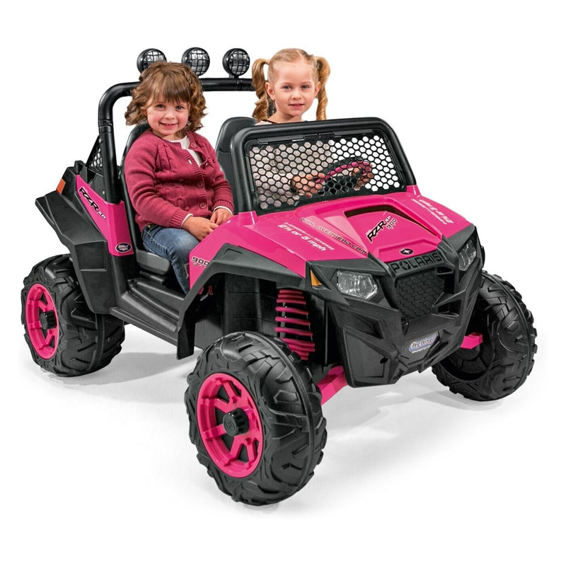 Peg Perego 12V Polaris RZR 900 Electric Ride-On Vehicle in Pink - Accommodates 2 Kids