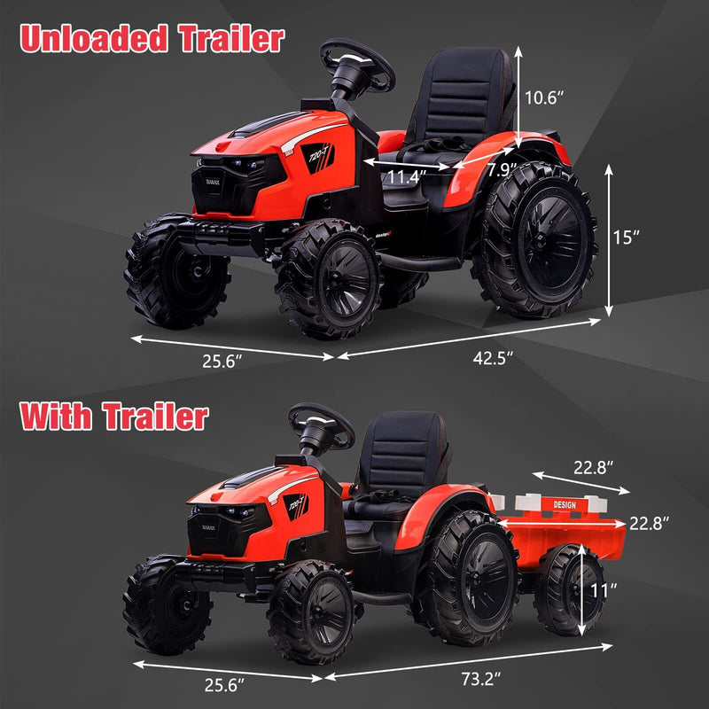 Electric Kids Ride on Tractor with Remote Control and LED Lights