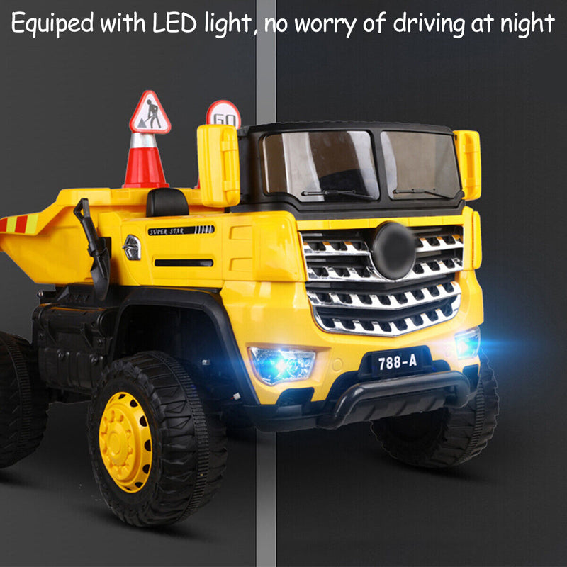 12V Ride-On Dump Truck Battery Operated Construction Loader Vehicle with Remote Control