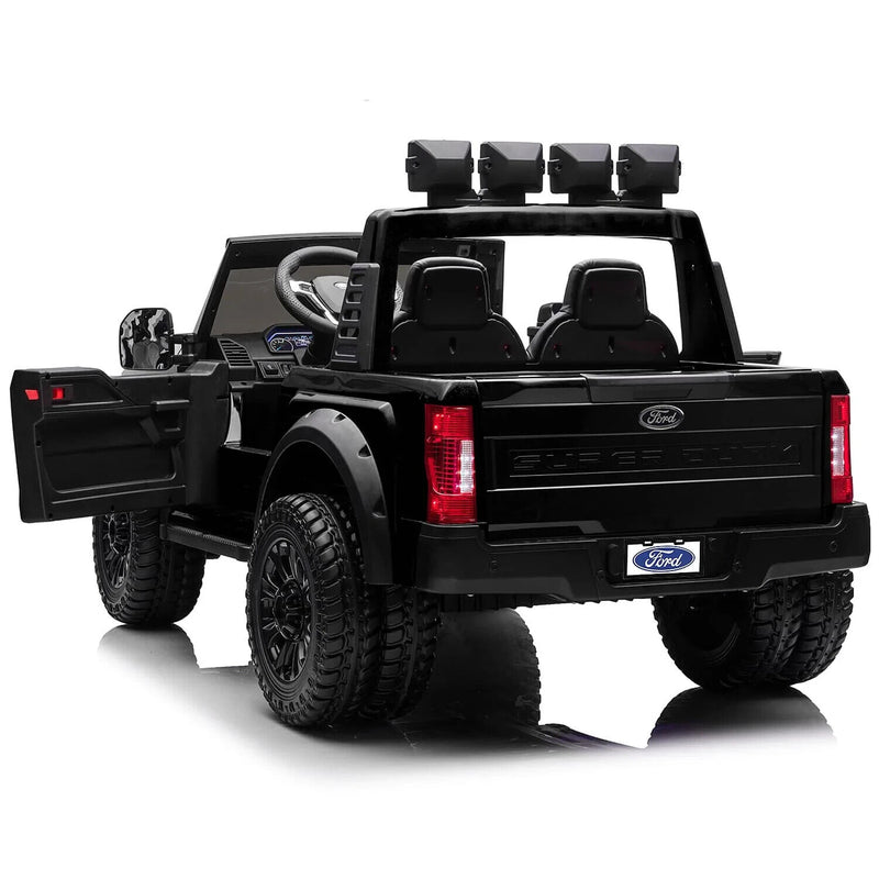 24V FORD F450 SPECIAL EDITION CHILDREN'S ELECTRIC VEHICLE TRUCK DOUBLE SEATER HEADLIGHTS WITH REMOTE CONTROL - BLACK