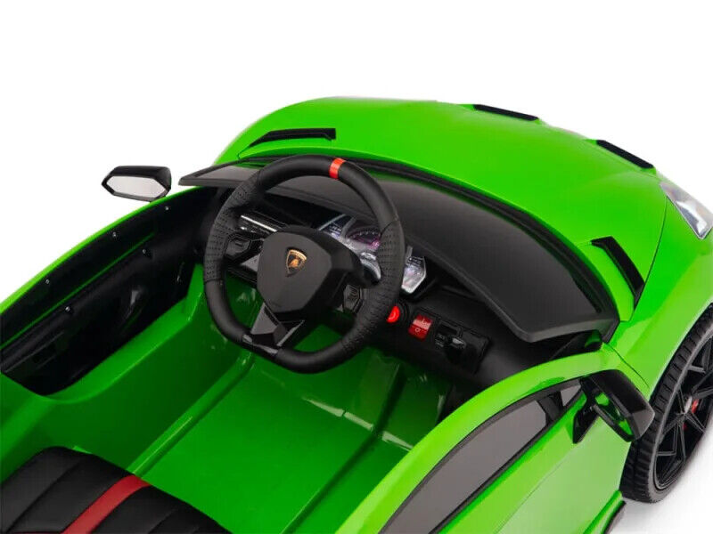 12V Lamborghini Aventador SVJ Kids Ride On Car with Remote Control, Leather Seats, and MP3 Player
