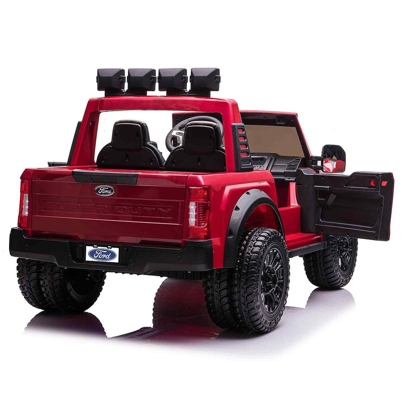 24V 2 Seater Ford F450 Exclusive Edition Children's Ride-On Truck, Illuminated with Remote Control - Crimson