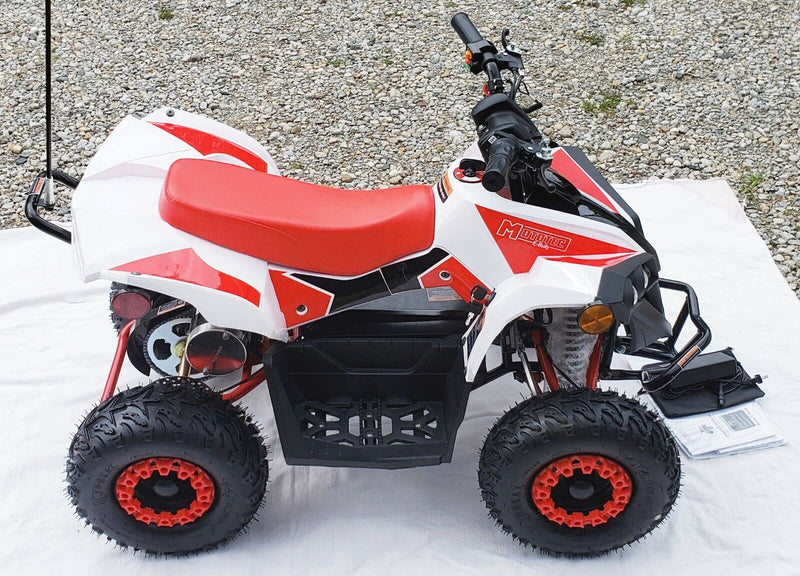 MotoTec E-Bully 36V 1000W Children's Electric ATV Quad Bike Off-Road Ride-On in White and Red