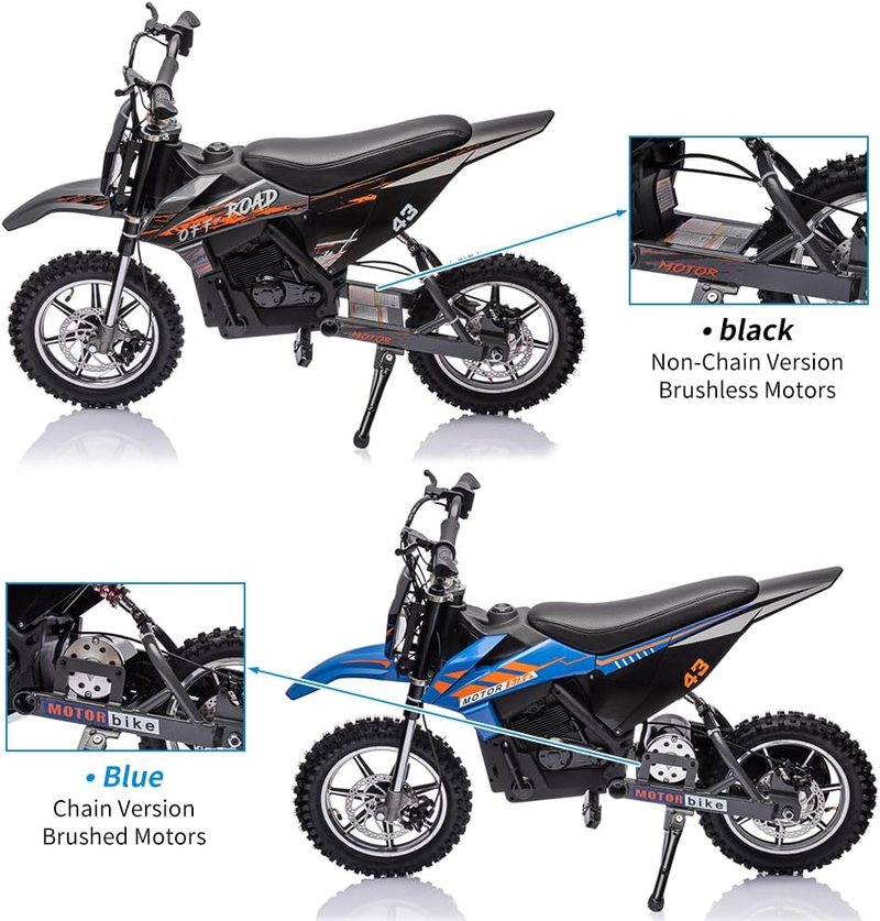 36V Electric Off-Road Bike for Children, Ride-on Motorbike 500W Brushed Engine Adjustable Speed