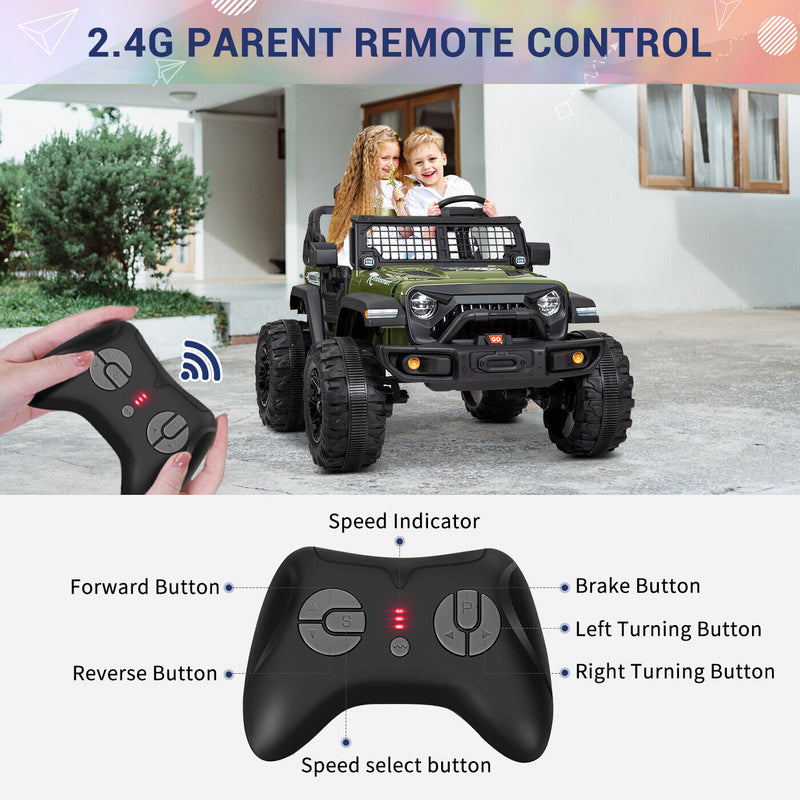 Kimbosmart Electric 24V All-Terrain Children's Ride-On Truck with MP3 Player, LED Lights, and Remote Control