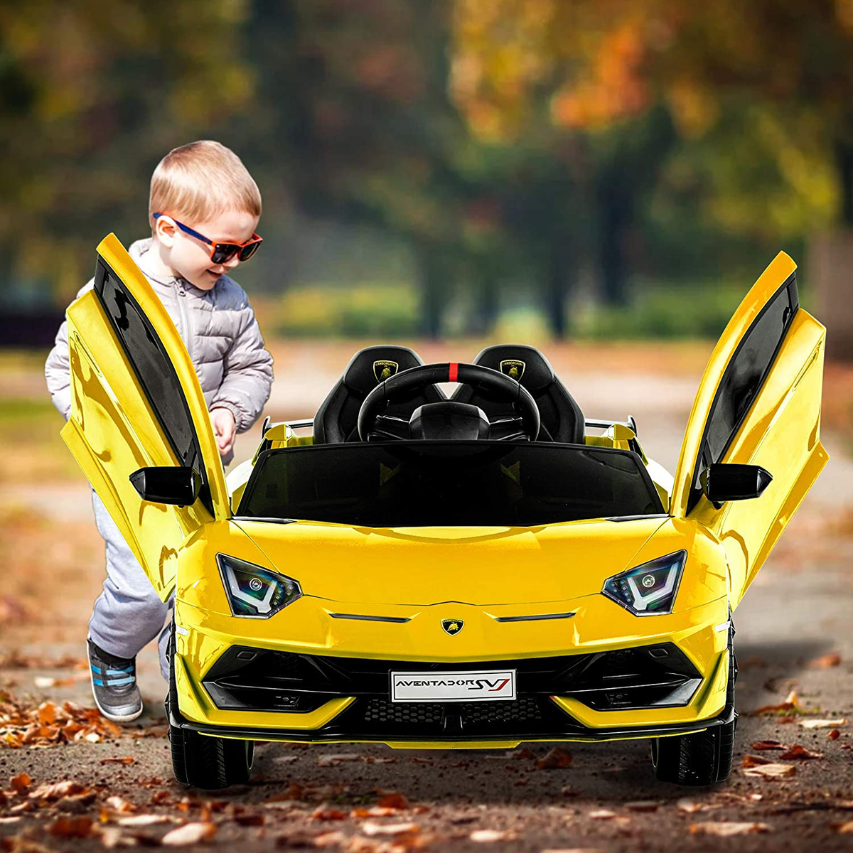 Uenjoy 12V Children's Electric Ride-On Car Lamborghini Aventador SVJ P
