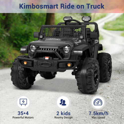 Kimbosmart 24V Electric Battery-Powered Children's Ride-On Vehicle Truck Featuring LED Lights, MP3 Player, and Bluetooth Connectivity