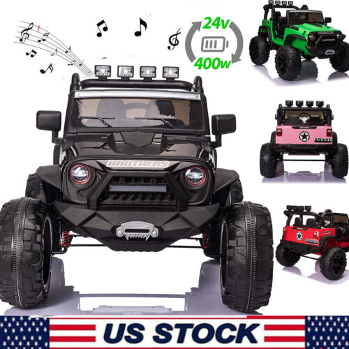 400W 2-Seater Electric Ride-On Jeep for Kids with LED Lights and Remote Control