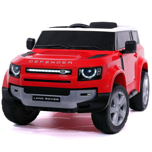 12V Land Rover Defender Kids Ride-On Car with LED Headlights, Leather Seat, MP3 Player, and Remote Control