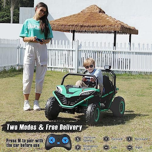 Green Off-Road UTV Electric 2-Seater XL Ride-On Car for Children - 12V Powered