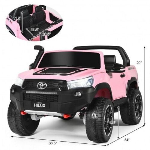 2*12V Authorized Toyota Hilux Ride-On Truck Vehicle 2-Passenger 4x4 with Remote Control - Pink