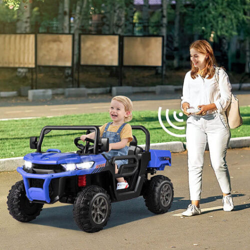 Blue 2-Seater Kids Dump Truck with Dump Bed and Shovel for Outdoor Play