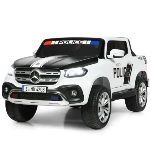 Police Car Ride-On Toy for Kids - 2 Seater Licensed Mercedes Benz X Class RC Trunk