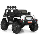 12 Volt Electric Kids Ride-On Police Truck Car with MP3 Player, Bluetooth Connectivity, and Remote Control - Black