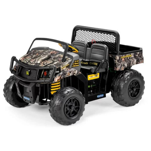 Battery-Powered Camouflage Gator XUV Ride-On Toy with Dumping Function and 12 Volt High-Traction Wheels for Kids
