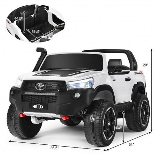 2*12V Authorized Toyota Hilux Ride On Truck Car 2-Passenger 4x4 with Remote Control in White