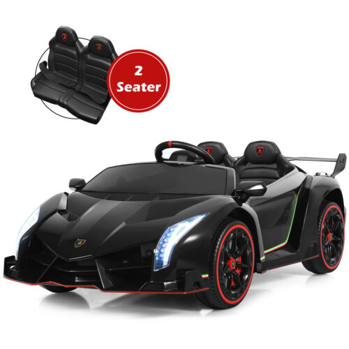 2-Seater Licensed Lamborghini Kids Ride On Car with RC and Swing Function - Black (12V)