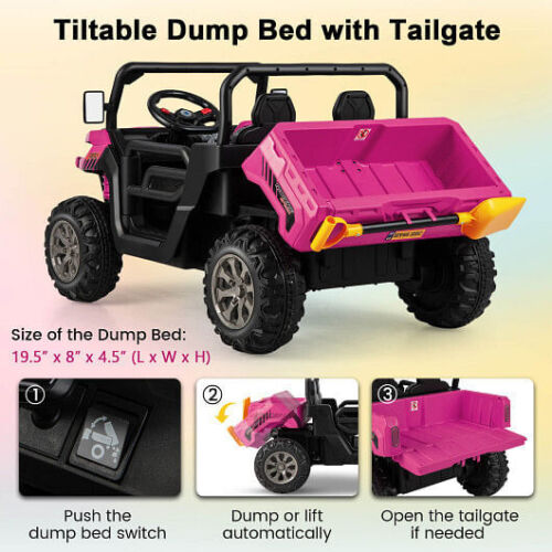 peg perego dump truck Kids Pink Dump Truck with Dump Bed and Shovel