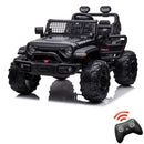 24V Kids Ride On Car in Black with Remote Control - 2 Seater 20” Extra Large Seat Truck